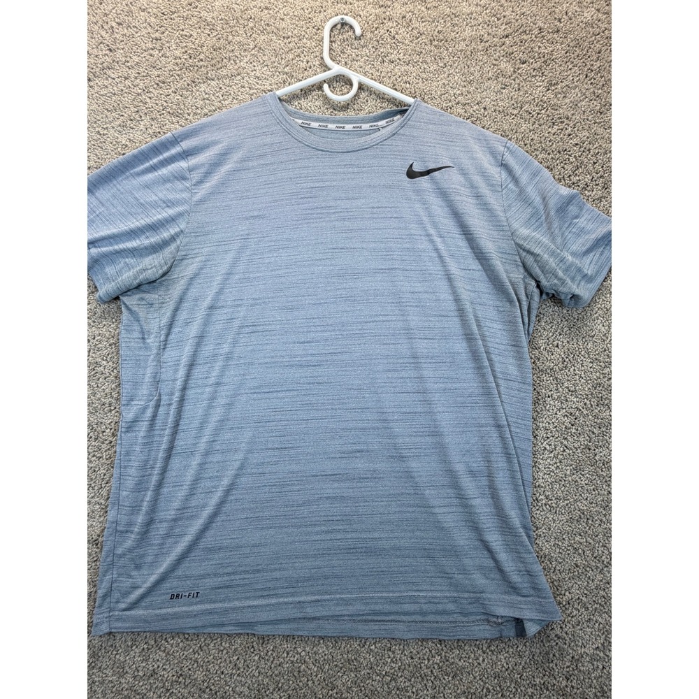 Nike Dri-FIT Training Shirt Mens XXL Blue Heathered Short Sleeve Athletic Tee